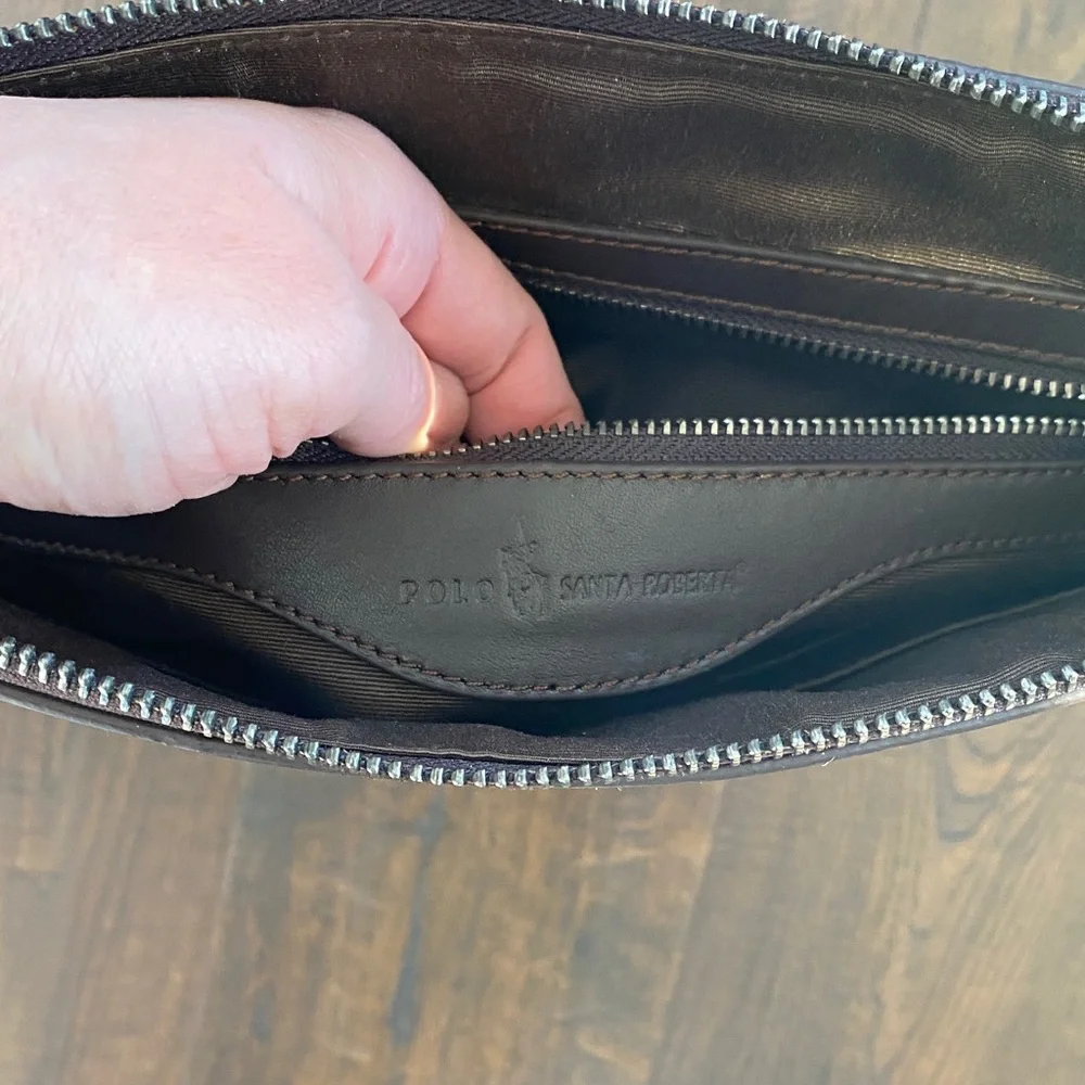 VTG $1476 NWT Santa Barbara Polo & Racquet Club Leather Messenger Bag